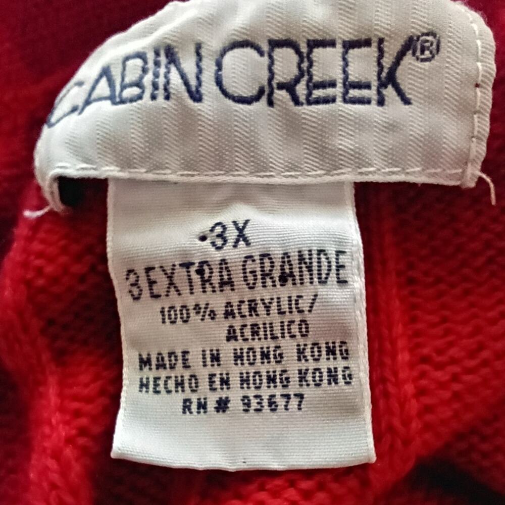 CABIN CREEK Red Cardigan Knit Sweater Cozy Classic Plus Size 3XL - Picture 4 of 4
